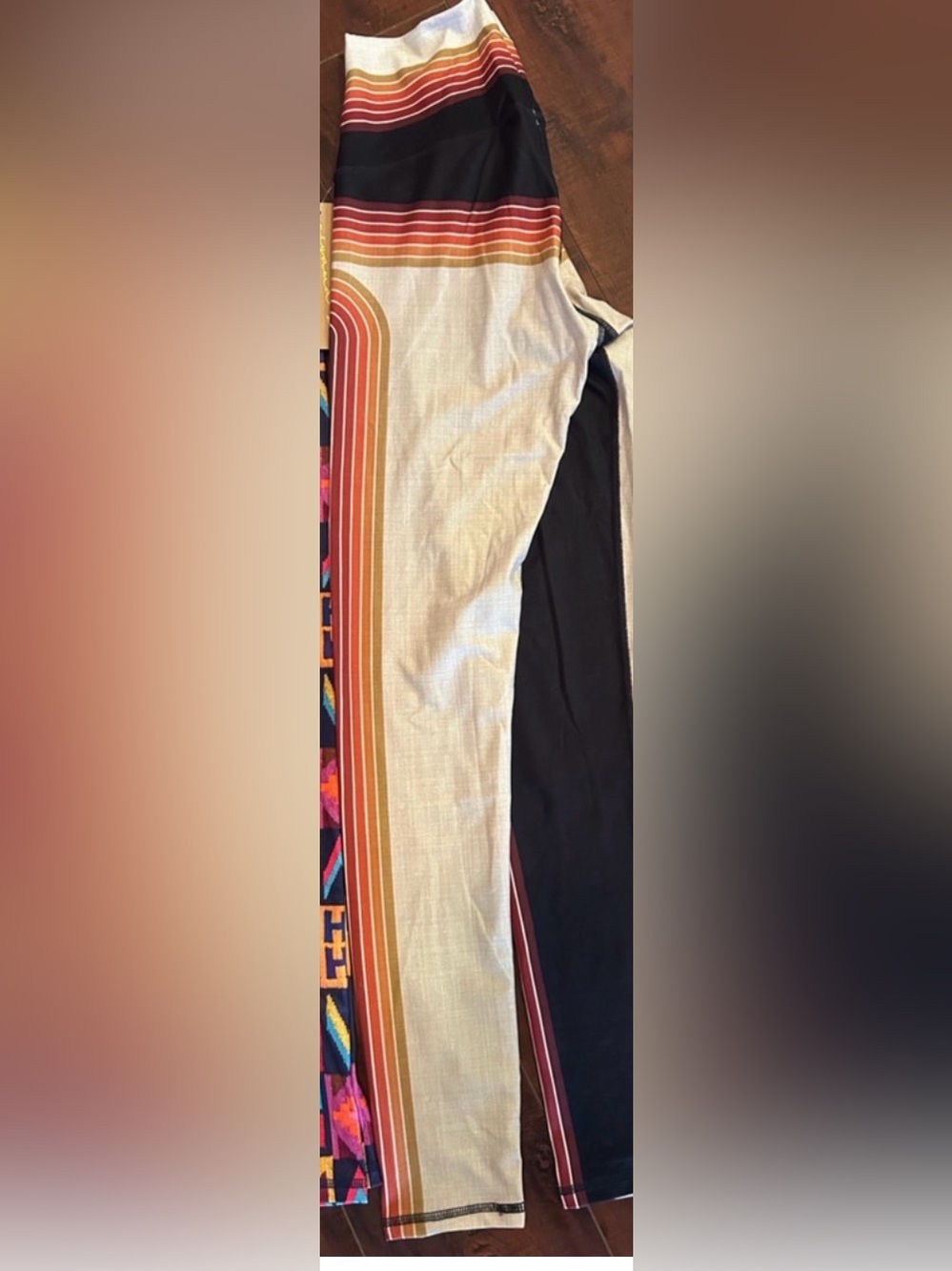Niyama Sol Colorblock Leggings in Black, Cream & Rainbow Stripe